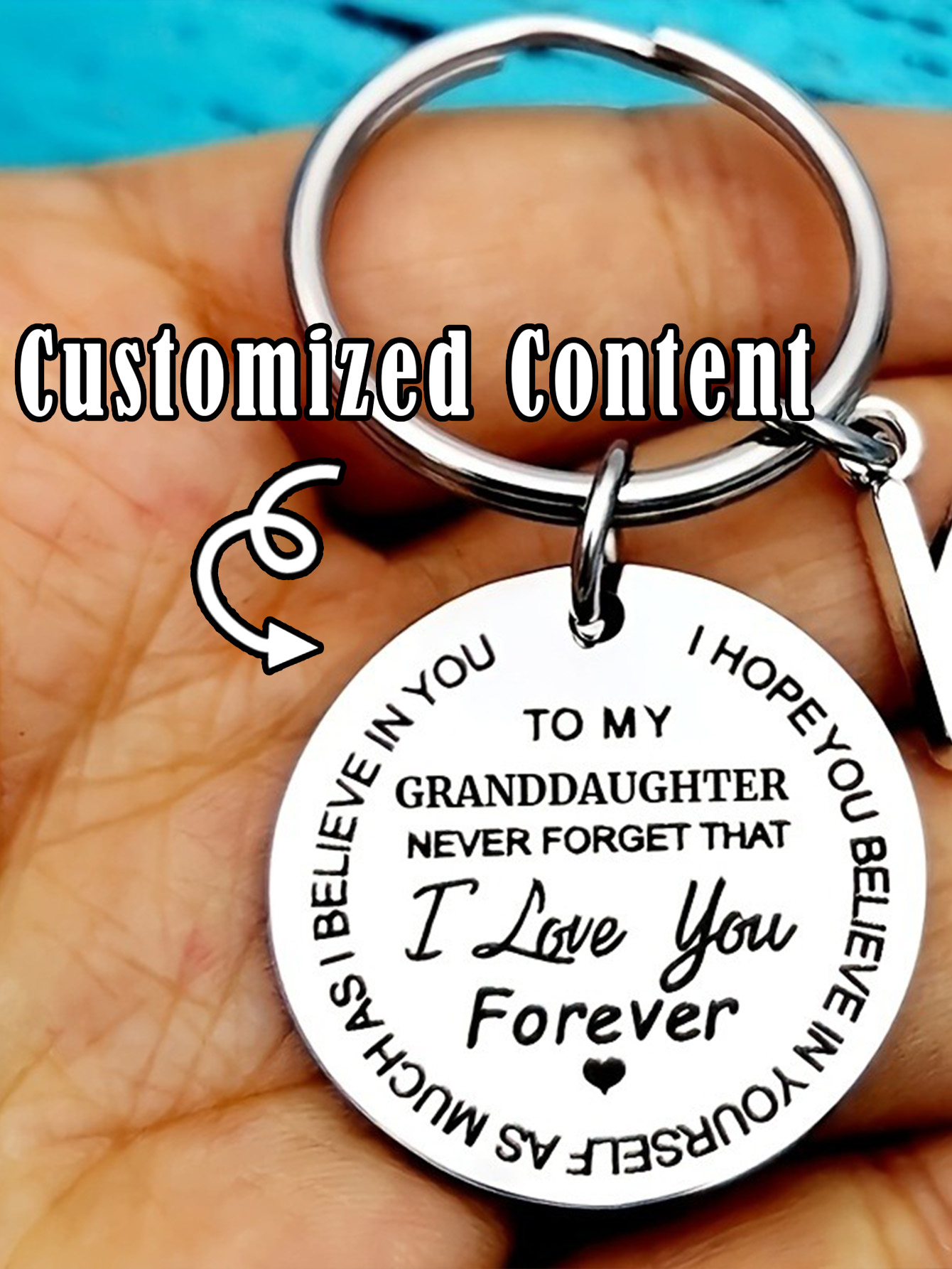 Stainless steel engraved keychain keyring/motivational gift